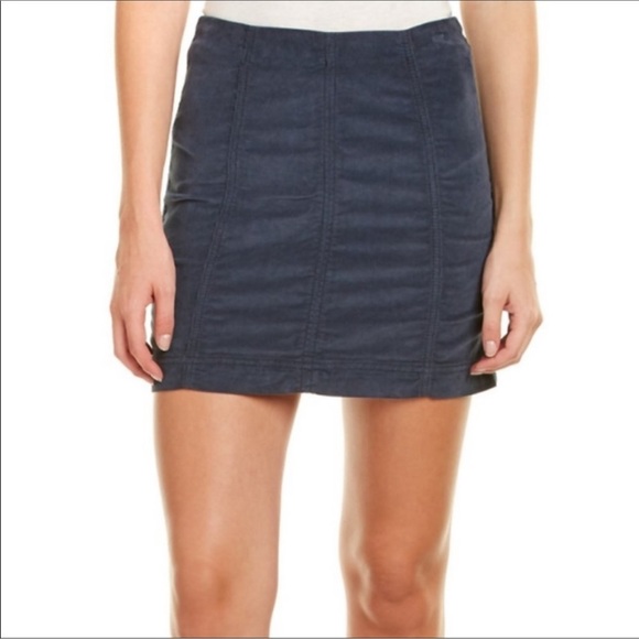 Free People Modern Femme Mini Skirt, Navy Blue, Corduroy Like Material - Picture 2 of 7